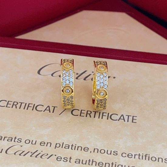 Cartier Golden Diamond Paved Classic Stud Earrings