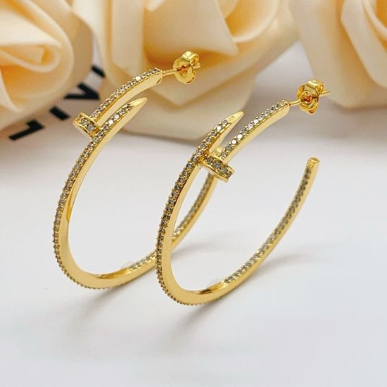Cartier Gold Full Diamond Round Drop Earrings