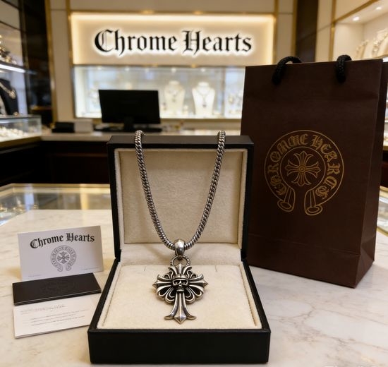 Chrome Hearts Vintage Chrome Hearts Cross and Flower Necklace