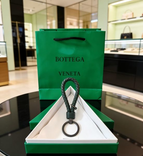 Bottega Veneta BV Woven Lambskin Logo Bag Charm Keychain
