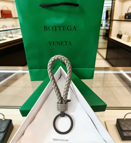 Bottega Veneta BV Woven Lambskin Logo Bag Charm Keychain