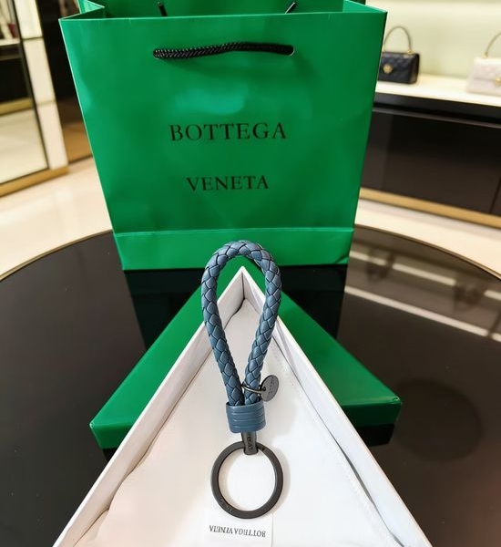 Bottega Veneta BV Woven Lambskin Logo Bag Charm Keychain