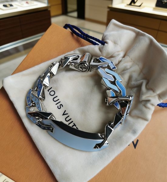 Louis Vuitton LV Monogram Engraved Chain Bracelet