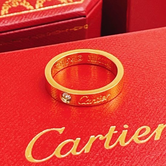 Cartier Golden Single Diamond Ring