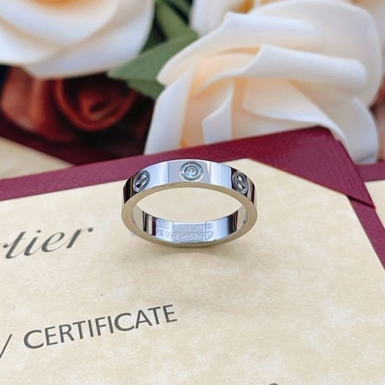 Cartier Silver Single Diamond Brass Ring