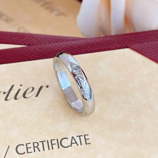 Cartier Silver Single Diamond Smooth Brass Ring