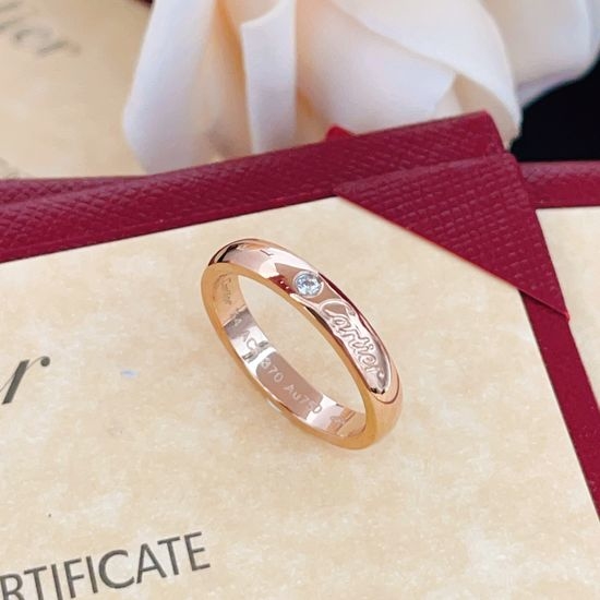 Cartier Rose Gold Single Diamond Brass Ring