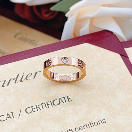 Cartier Rose Gold Single Diamond Sophisticated Ring