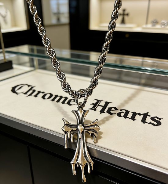 Chrome Hearts Lava Drop Cross Pendant Necklace
