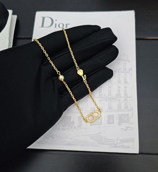 Christian Dior CD Full Diamond CD Rose Necklace