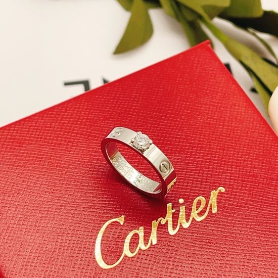 Cartier Silver Single Diamond Ring