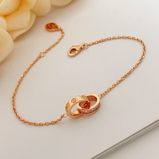 Cartier Rose Gold Diamond Double Ring Bracelet