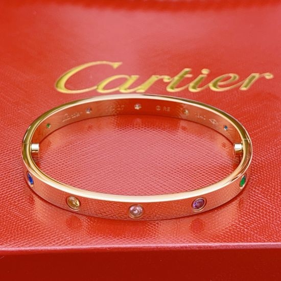 Cartier Rose Gold Colored Diamond Plain Bangle