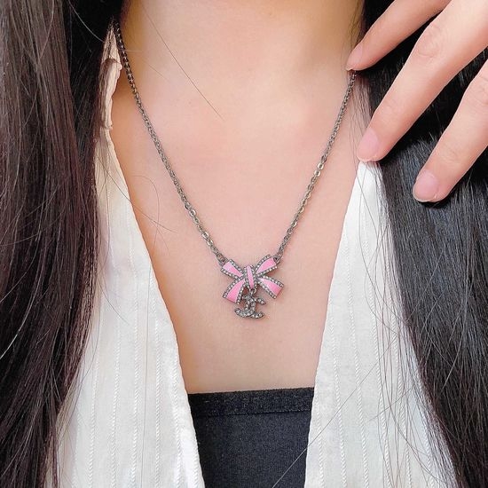 Chanel Bow Knot Diamond Inlaid Necklace
