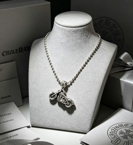 Chrome Hearts Retro Motorcycle Shape Pendant Necklace