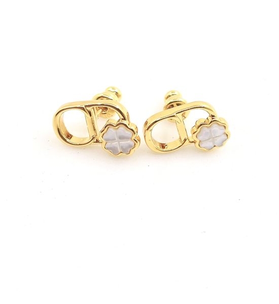 Christian Dior CD Clover White Mother-of-pearl Star Earrings