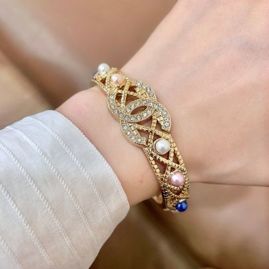 Chanel Heavy Bling Brass Statement Bangle