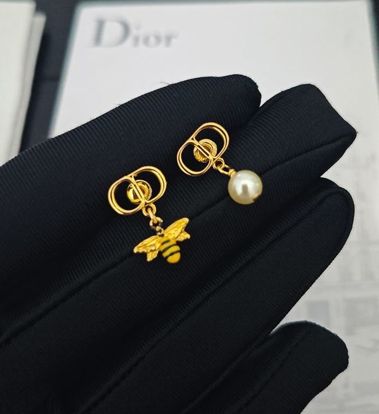 Christian Dior CD Gold Bee Pearl Earrings