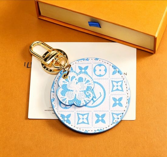 Louis Vuitton LV Floral Pendant Canvas Leather Keychain Charm