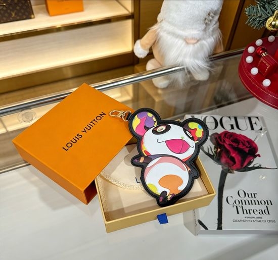 Louis Vuitton LV Cowhide Panda Shape Keychain Bag Charm