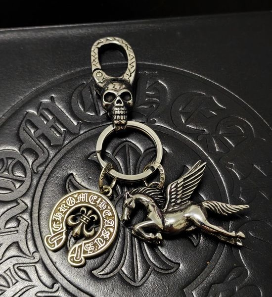 Chrome Hearts Letter Iris Round Pendant Keychain with Horse