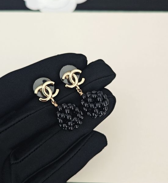 Chanel Black Pearl Ball Earrings