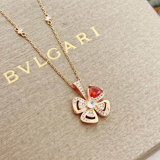 Bvlgari Rose Gold Ruby Flower Necklace