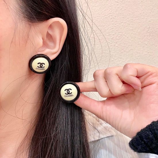 Chanel Vintage Double C Stud Earrings Exquisite Jewelry