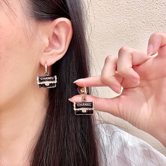 Chanel Vintage Logo Stud Earrings Exquisite Accessory