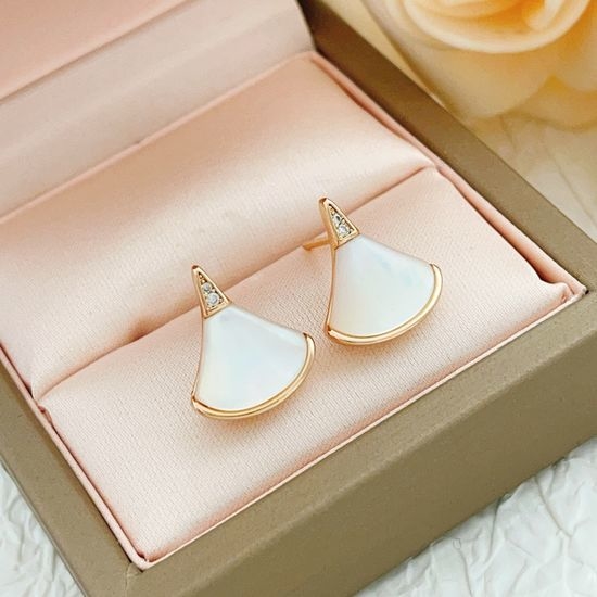 Bvlgari Rose Gold White Shell Fan Earrings