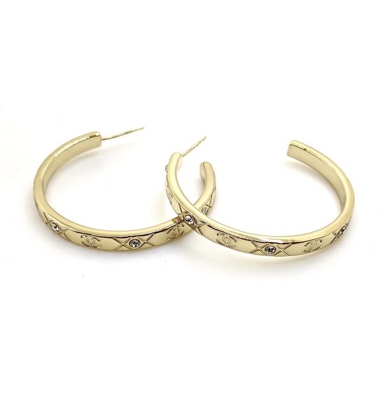 Chanel Round Ear Hooks Classic Brass Jewelry