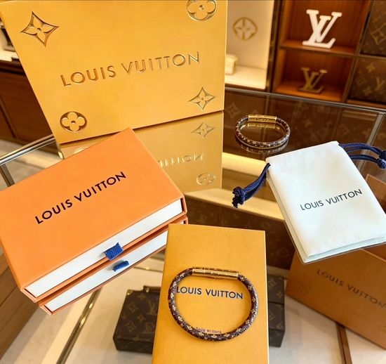 Louis Vuitton LV Vintage Print Snap Closure Bangle
