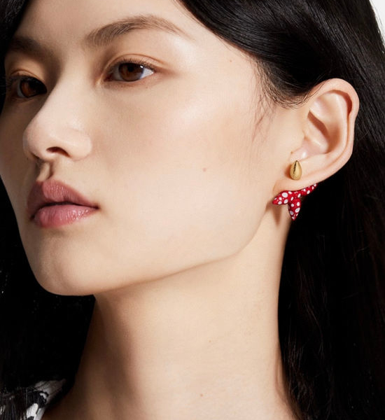 Louis Vuitton LV Polka Dot Floral Metal Earrings