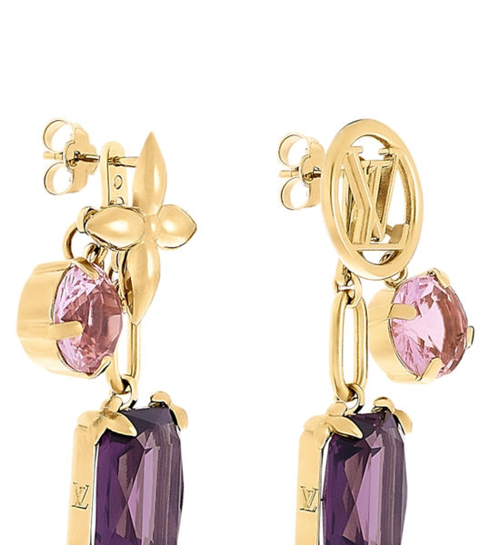 Louis Vuitton LV Asymmetric Decor Shiny Dangle Earrings