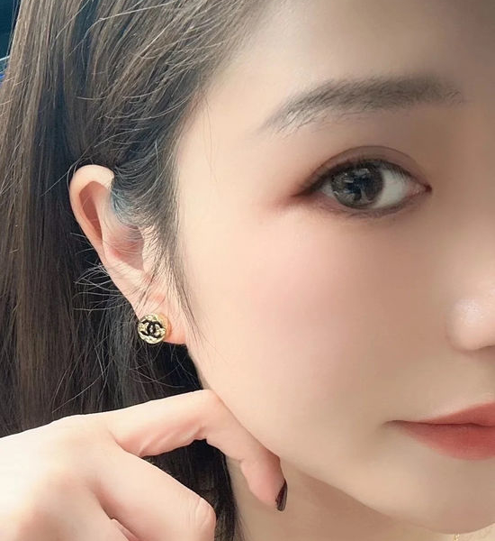 Chanel Vintage Black Gold Mini Button Earrings