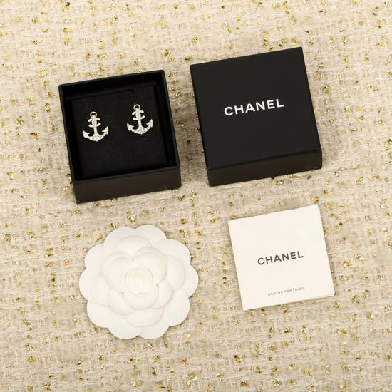 Chanel Anchor Rhinestone Stud Earrings