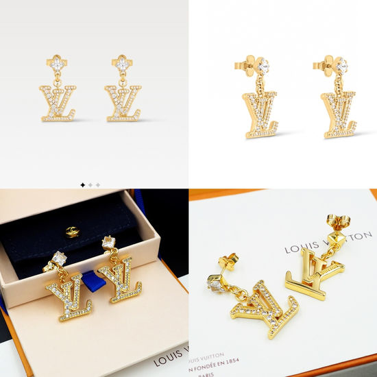 Louis Vuitton LV Crystal Drop Letter Earrings