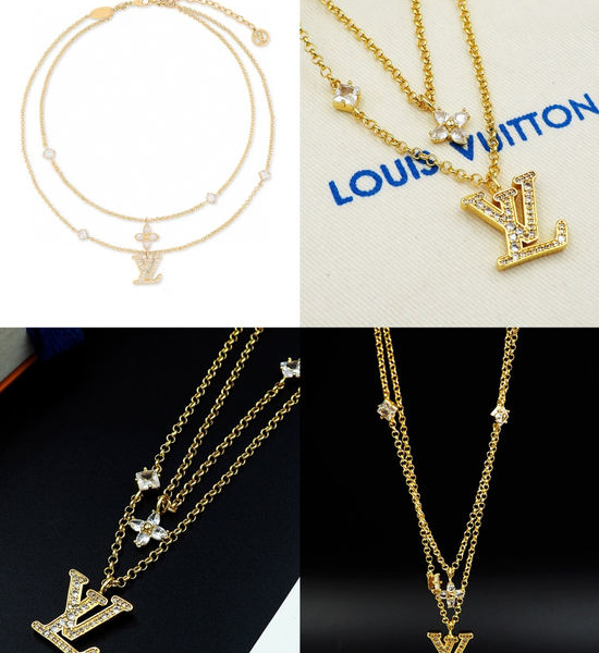 Louis Vuitton LV Crystal Double Layer Pendant Necklace