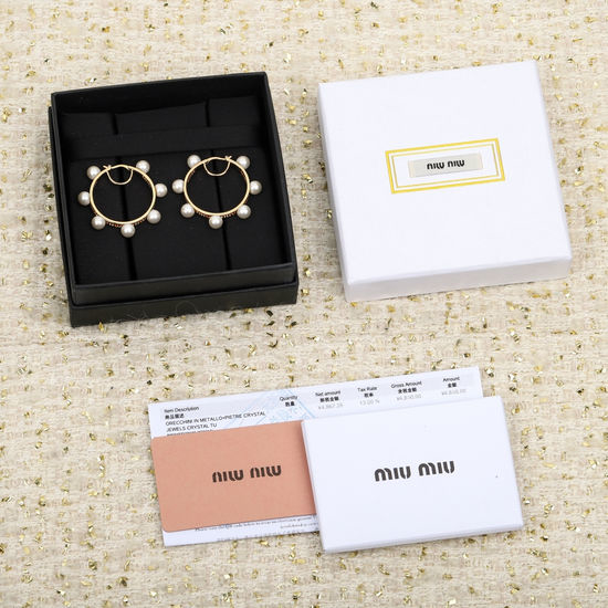 Miu Miu Classic Pearl Hoop Earrings