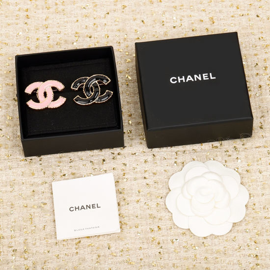 Chanel Enamel Rhinestone Brooch Elegant Design