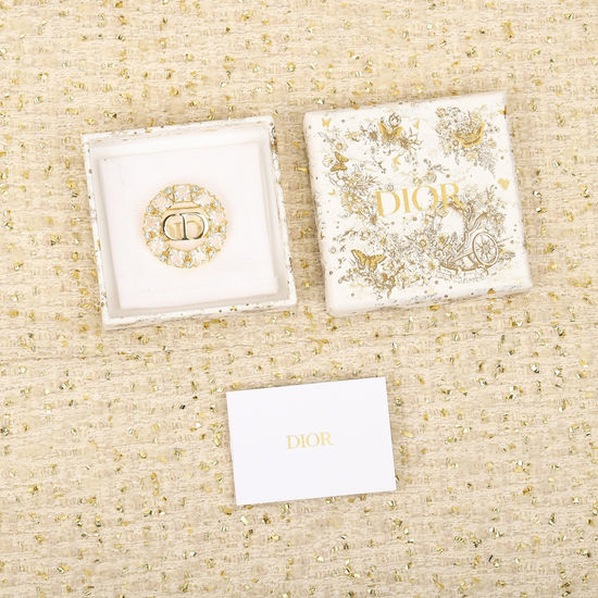 Christian Dior CD Round Square Crystal Brooch