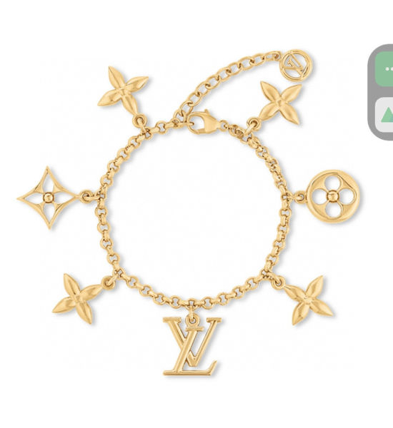 Louis Vuitton LV Gold Floral Charm Adjustable Bracelet