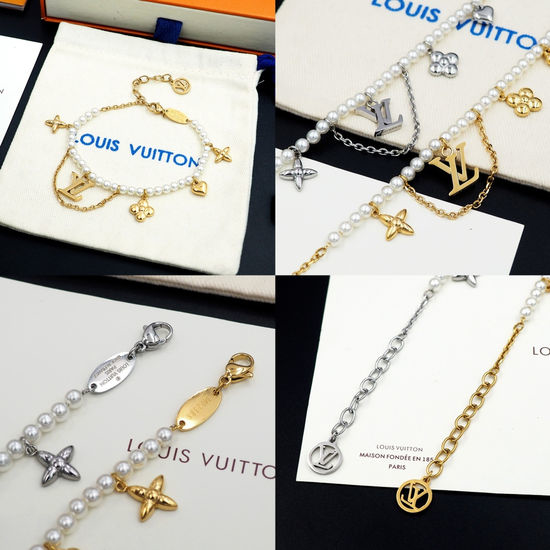 Louis Vuitton LV Gold Pearl Charm Bracelet Classic Jewelry