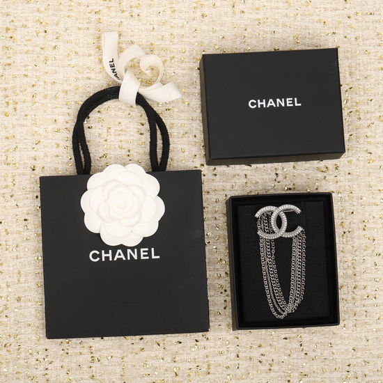 Chanel Latest Double C Brooch with Sparkling Crystals