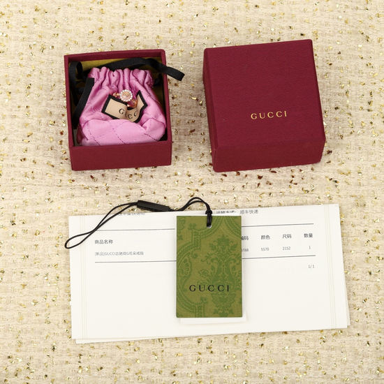 Gucci Floral Crystal Ring Shiny Decorative
