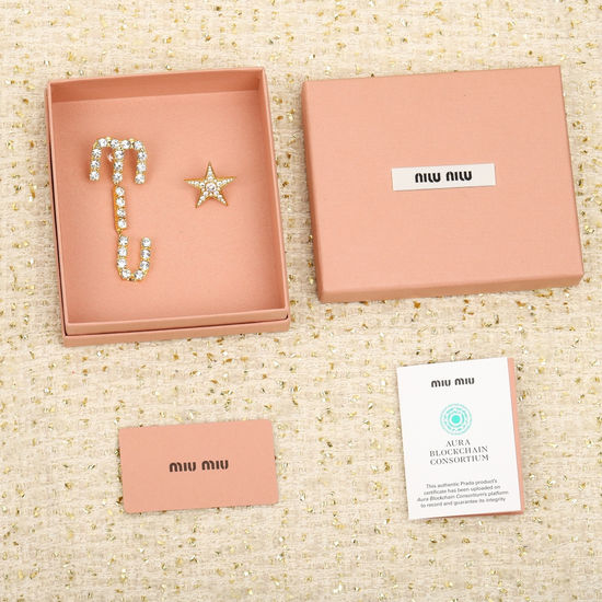 Miu Miu Asymmetric Star Crystal Stud Earrings