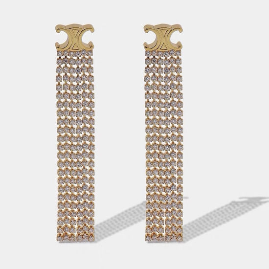 Celine Rhinestone Tassel Stud Earrings