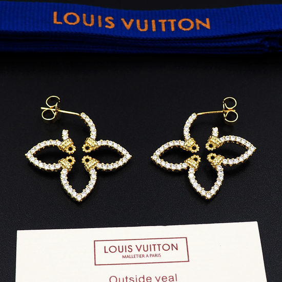 Louis Vuitton LV Floral Rhinestone Stud Earrings