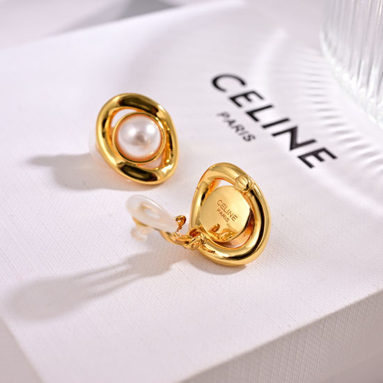 Celine Classic 18k Gold Pearl Ear Clips