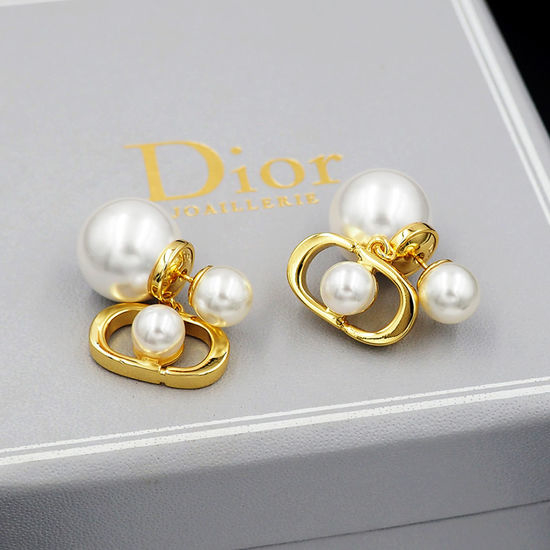 Christian Dior CD CD Logo Pearl Stud Earrings